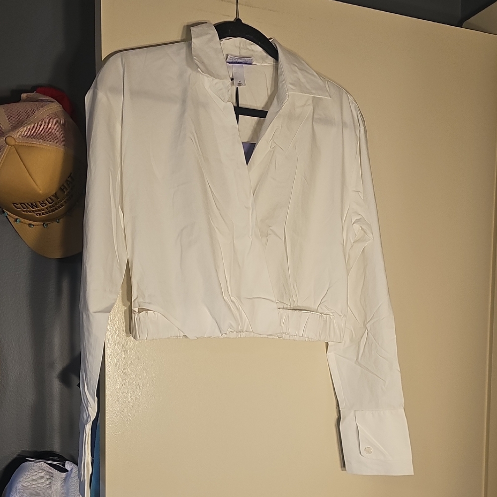 Future Colletive White Collard Blouse